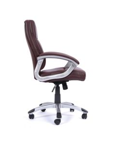 Nautilus Designs Greenwich High Back Leather Effect Executive Office Chair With Contoured Design Backrest and Fixed Arms Cherry Brown - BCP/T101/BY