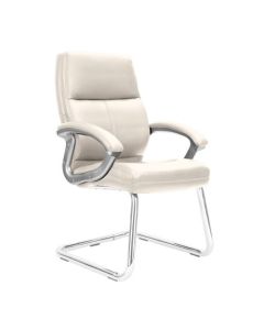 Nautilus Designs Greenwich High Back Leather Effect Executive Visitor Chair With Contoured Design Backrest and Fixed Arms Cream - BCP/T401/CM