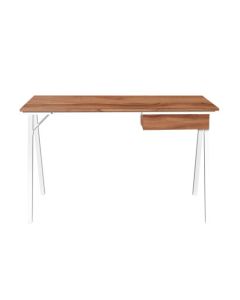 Nautilus Designs Tyrol Compact Workstation with Suspended Underdesk Drawer Walnut Finish White Frame - BDW/I201/WH-WN