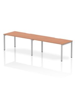 Dynamic Evolve Plus 1600mm Single Row 2 Person Desk Beech Top Silver Frame BE368
