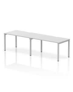 Dynamic Evolve Plus 1400mm Single Row 2 Person Desk White Top Silver Frame BE371