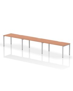 Dynamic Evolve Plus 1600mm Single Row 3 Person Desk Beech Top Silver Frame BE408