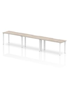 Dynamic Evolve Plus 1400mm Single Row 3 Person Desk Grey Oak Top White Frame BE774