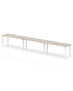 Dynamic Evolve Plus 1600mm Single Row 3 Person Desk Grey Oak Top White Frame BE776