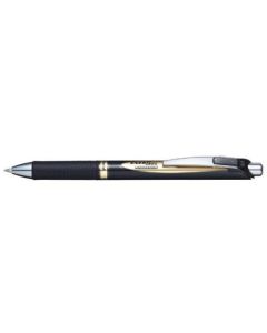 Pentel EnerGel XM Retractable Permanent Ink Gel Rollerball Pen 0.5mm Tip 0.25mm Line Black (Pack 12) - BLP75-AX