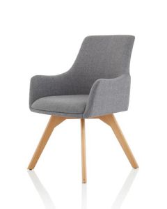 Carmen Grey Fabric Wooden Leg Chair BR000224