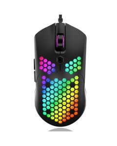 ZIYOULANG M5 Wired Game Mouse Breathing RGB Colorful Hollow Honeycomb Shape 12000DPI Gaming Mouse USB Wired Gamer Mice for Desktop Computer Laptop PC