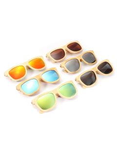 AZB Handmade Unisex Polarized Sunglasses Bamboo Wood Frame Fishing Temple Square Glasses UV-Protection Goggles