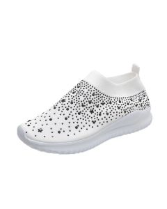 Womens Crystal Mesh Sneakers Glitter Casual Slip On Loafers Outdoor Leisure Running Sport Shoes
