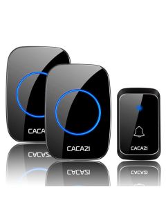 CACAZI A60 Waterproof Wireless Music Doorbell LED Light Battery 300M Remote Home Cordless Call Bell  58 Chime 1 Button 2 Receiver