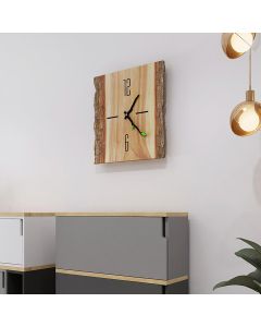 Wood Timber 12inch Square Vintage Wall Clock Cafe Office Home Kitchen Decor Silent