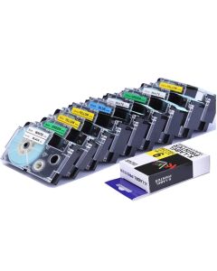 CIDY 1 Roll 9/12mm Label Tape Compatible Casio Label for Casio KL-780 KL-60 KL-170 KL-120 KL-820 CW-L300 KL-7400 KL-8800 Printer