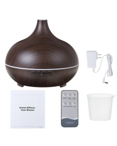550ML Aroma Air Humidifier Wood Grain with LED Lights Essential Oil Diffuser Aromatherapy Electric Mist Maker for Home