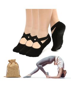 CHARMINER 2PCS/3PCS Cross-strap Yoga Socks Non-slip and Breathable Suitable for Ballet Pilates Yoga for Female