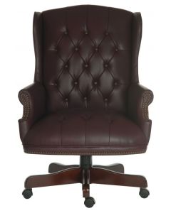 Chairman Antique Style Bonded Leather Faced Executive Office Chair Burgundy - B800BU