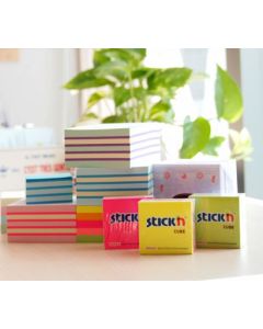 Stickn Sticky Notes Cube 76x76mm 400 Sheets Neon Colours 21539