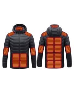 TENGOO HJ-15 Heated Vest Jacket 15/9  Heating Zones USB Charging Thermal Warm Jacket Motorcycle Men's Heated Hooded Coat Outdoor Sportswear