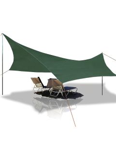 Gracosy 240*220cm Camping Tarp Made Of 420D Oxford Cloth Sunshade UV Protection Lightweight Shelters With 6 Aluminum Ground Studs&6 pieces of 3m Buckle Rope