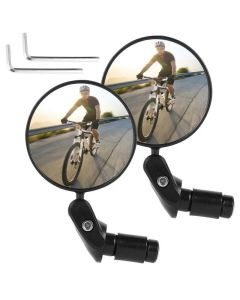 2pcs Bicycle Rear View Mirror Adjustable 360 Rotatable Convex Lens 360 Rotatable Handlebar Safety Mirror For MTB And Road Bike Reflector