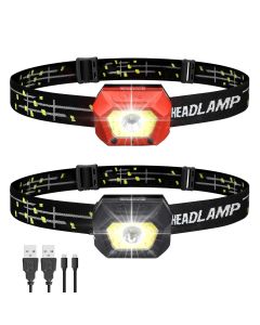 SGODDE 2PCS Five Modes Induction Headlamp USB Rechargeable Adjustable IPX65 Waterproof Outdoor Cycling Climbing Lighting