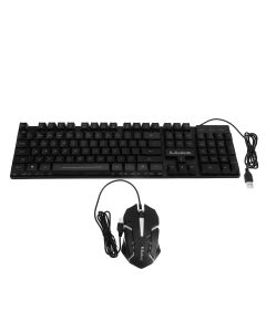 KM320 Waterproof 104key LED USB Wired Gaming Keyboard & 1000DPI Mouse Combo Set Multi-Colored Changing Backlight Mouse for Computer Desktop Notebook