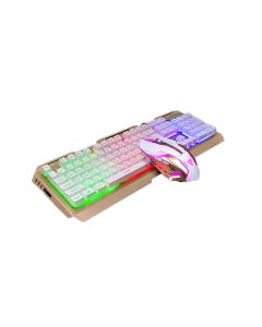 Glowing 104 Keys Keyboard and Mouse Set V1 Wired RGB Mechanical Feeling Keyboard 2400DPI Mouse Combo Set for Game Office Notebook