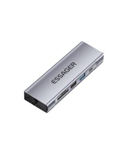 ESSAGER ES-TA08 8 in 1 Type-C Docking Station USB2.0 USB3.2 Gen2 PD100W 10Gbps USB-C 4K@30Hz HDMI SD/TF Card Reader Slot Multiports USB-C Hub with M.2 Hard Disk Enclosure for PC Laptop
