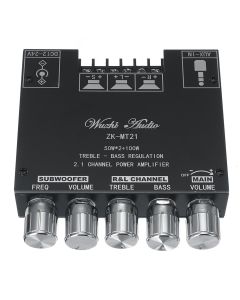 ZK-MT21 bluetooth 5.0 Subwoofer Amplifier Board 50WX2+100W 2.1 Channel Power Audio Stereo Amplifier Tone Board Bass AMP AUX