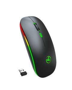 HXSJ T18 Wireless Rechargeable Mouse bluetooth 5.1+2.4G Dual Mode 1600DPI Mute Button RGB Backlight Optical Mouse for PC Laptop Computer