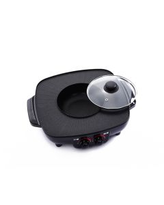 1600W Electric Hot Pot Smokeless Non-stick Coating Fast Heating Hot Pot Oven with Separate Temperature Controo Knob Design