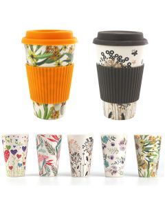 300-450ML Portable Travel Reusable Bamboo Fiber Coffee Cup Eco-Friendly Water Drinking Mug