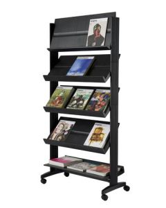 Fast Paper Easy Single Sided Mobile Literature Display 5 Shelves Black - F255N01
