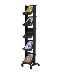 Fast Paper Easy Corner Mobile Literature Display 5 Shelves Black - F259N01
