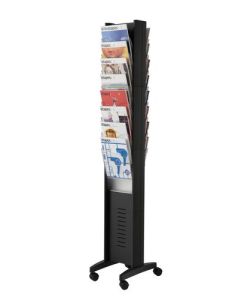 Fast Paper Literature Display Floor Standing 16 Compartment A4 Double Sided Black - F276N01