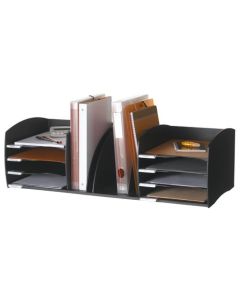 Fast Paper Desktop Organiser 8 Compartments Black F302201