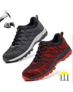 Men's Hiking Steel Toe Work Safety Shoes Mesh Lace Up Anti-slip Anti-Collision Safe Shoes