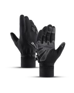 KYCILOR Leather Bike Gloves Fleece Touchscreen Full Finger Sports Gloves Waterproof Windproof Skiing Hiking Outdoor Golves