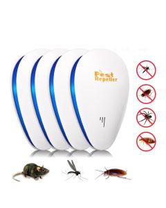 CHARMINER 4PCS Water droplet-shaped Ultrasonic Electronic Mosquito Repellent with Plug Frequency Repeller Cockroach Repeller for Home Outdoor