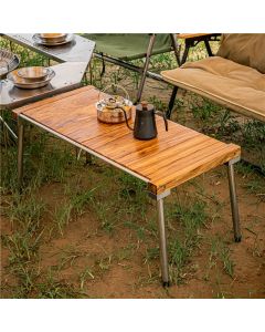 ONWAYSPORTS WHOLESALE WOOD OUTDOOR ROLL UP CAMPING FOLDING TABLE