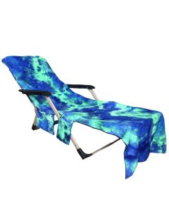 210 x 75cm Beach Chair Towel Lazy Sunbath Towel Tie-dye Multi-pocket Absorbent Camping Mat Towels