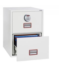 Phoenix Vertical Fire File 2 Drawer Filing Cabinet Elecronic Lock White FS2252E