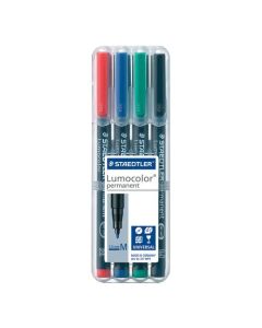 Staedtler Lumocolor OHP Pen Permanent Medium 0.8mm Line Assorted Colours (Pack 4) - 317WP4
