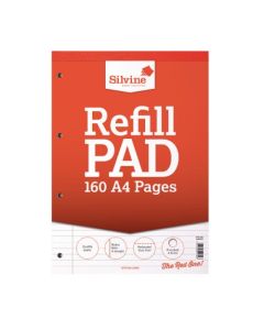 Silvine A4 Refill Pad Ruled 160 Pages Red (Pack 6) - A4RPFM
