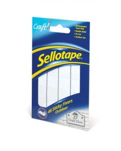 Sellotape 48 Sticky Fixers Outdoor Permanent Double Sided Pads 20mm x 20mm (Pack 12) - 1445421