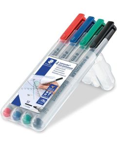 Staedtler Lumocolor OHP Pen Non-Permanent Medium 1.0mm Line Assorted Colours (Pack 4) - 315WP4