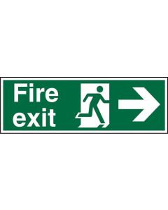 Seco Safe Procedure Safety Sign Fire Exit Man Running and Arrow Pointing Right Self Adhesive Vinyl 450 x 150mm - SP121SAV-450X150