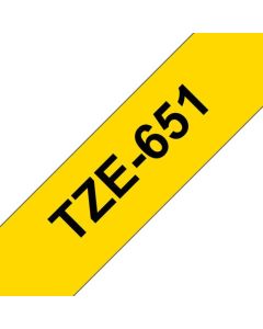 Brother Black On Yellow Label Tape 24mm x 8m - TZE651