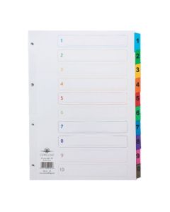 Concord Classic Index 1-10 A4 180gsm Board White with Coloured Mylar Tabs 00401/CS4