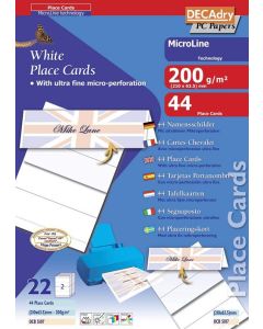 DECAdry Folding Place Card 210x63.5mm 2 Per Sheet 200gsm White (Pack 44) - OCB5107