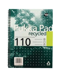 Pukka Pad A4 Wirebound Card Cover Notebook Recycled Ruled 110 Pages Green (Pack 3) - RCA4/110-3